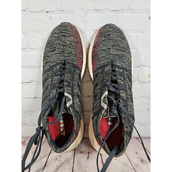 Adidas Pure Boost Go Gray Black Red Athletic Running Shoes Men\'s Size 13 main image 4